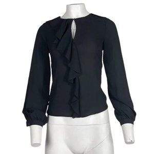 H&M Sheer Ruffle Top Black Size XS